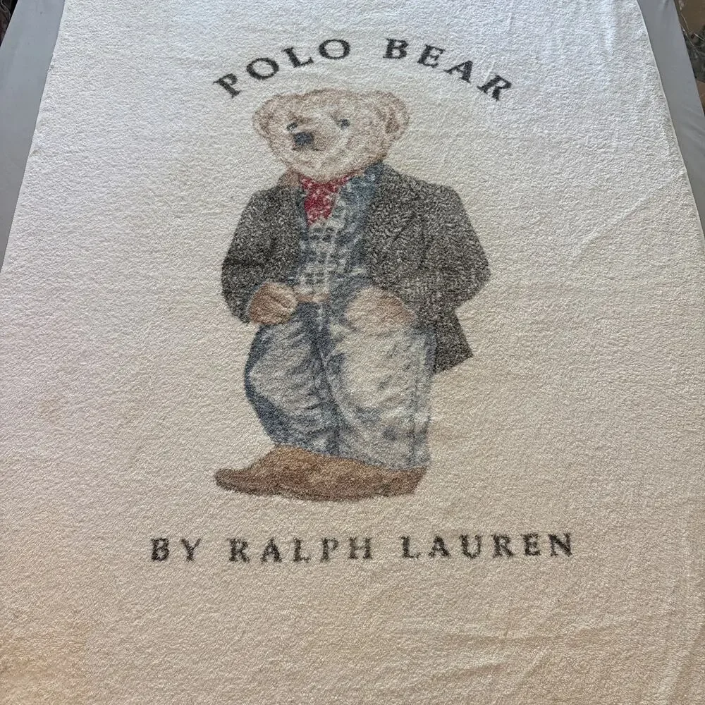 Vintage 90s Ralph Lauren Polo Bear Western Gentleman Beach Towel 36x66